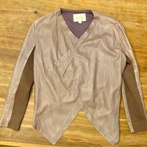 Hinge Draped Leather Crop Jacket -size 10